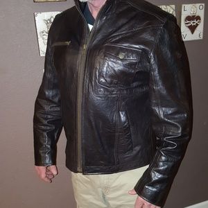 Cole Haan Chocolate Brown Lambskin Jacket